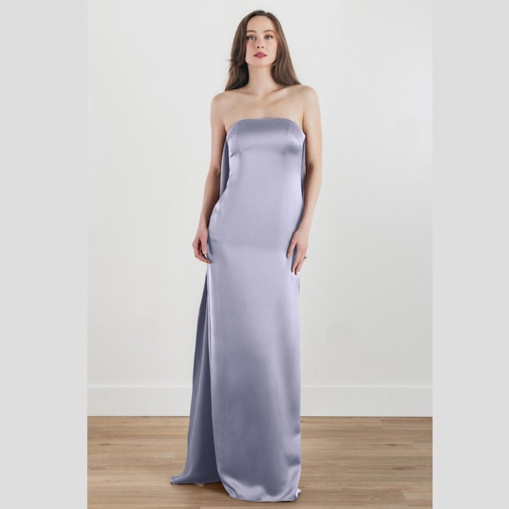Watters Edella Strapless Satin Gown in Wisteria s. Medium